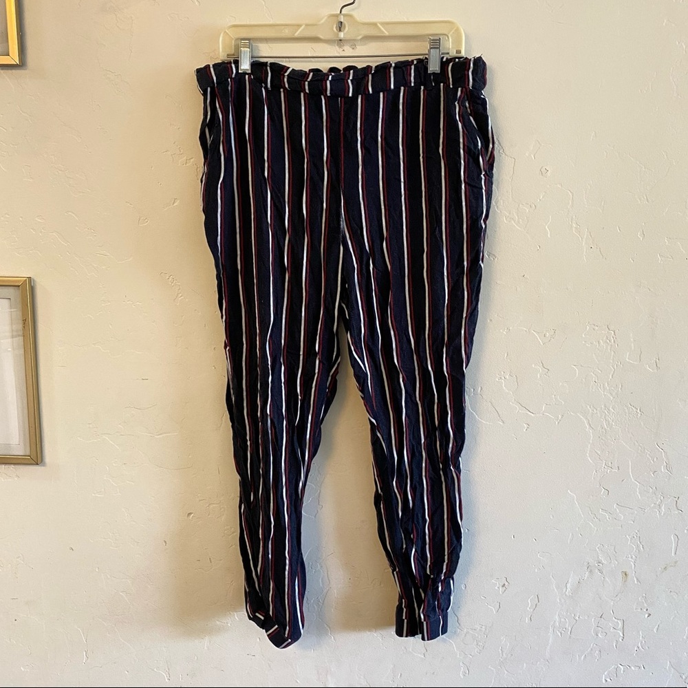 Harmony & Havoc Navy and Red Striped Skinny Pants Size 13